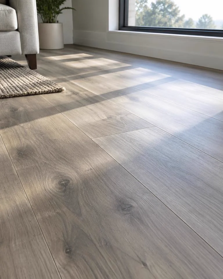 Luxury vinyl plank floor in a sunlit room